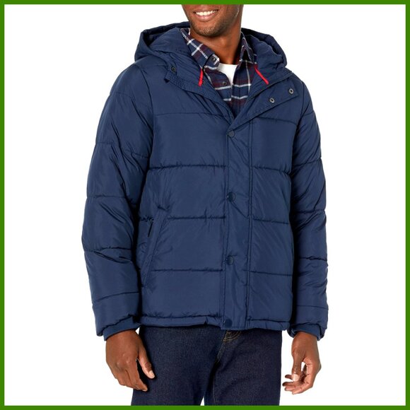 Men's Heavyweight Water-Resistant Puffer Jacket with Hood